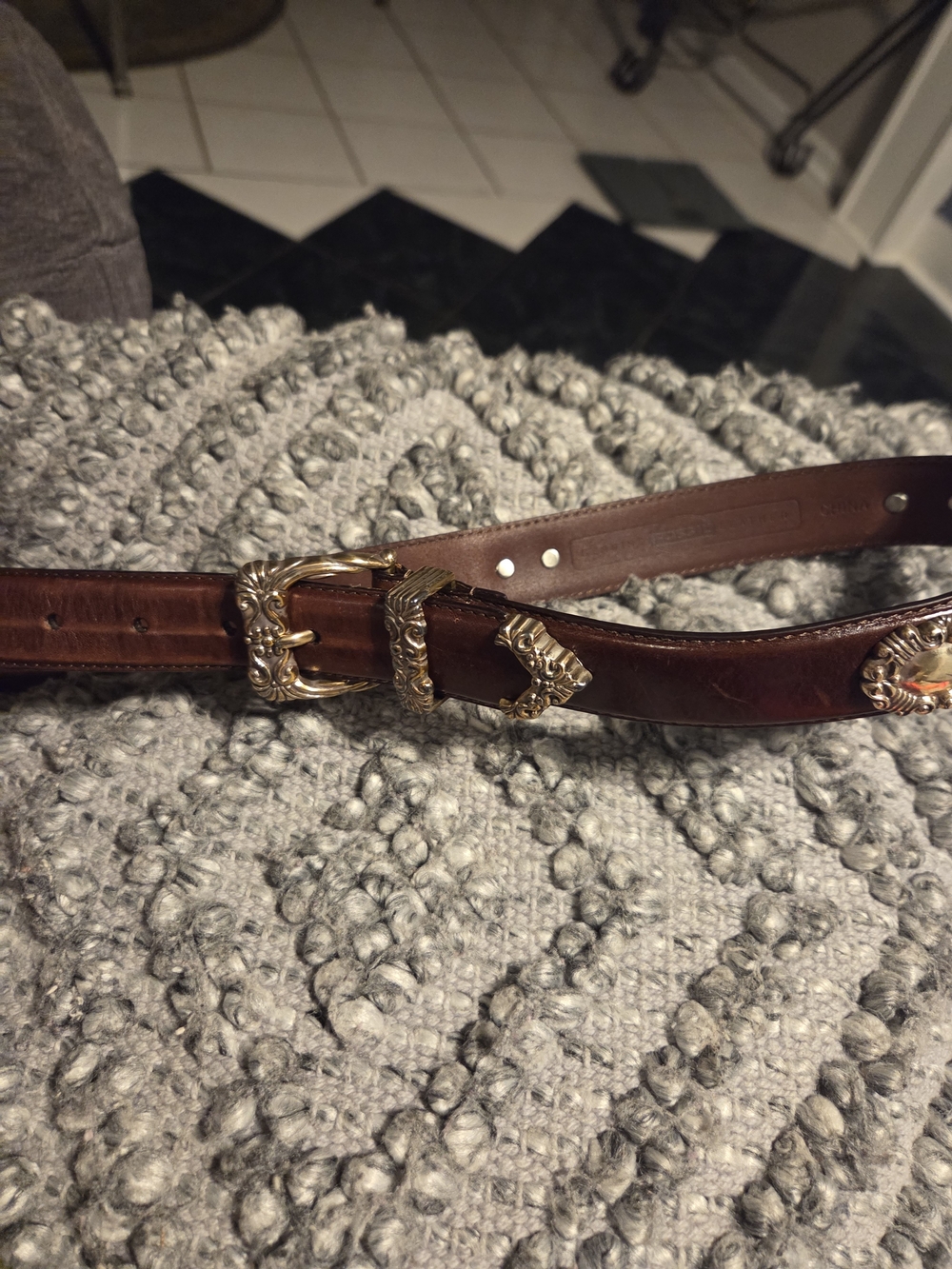Fossil Brown Leather Belt with Rivet Detail